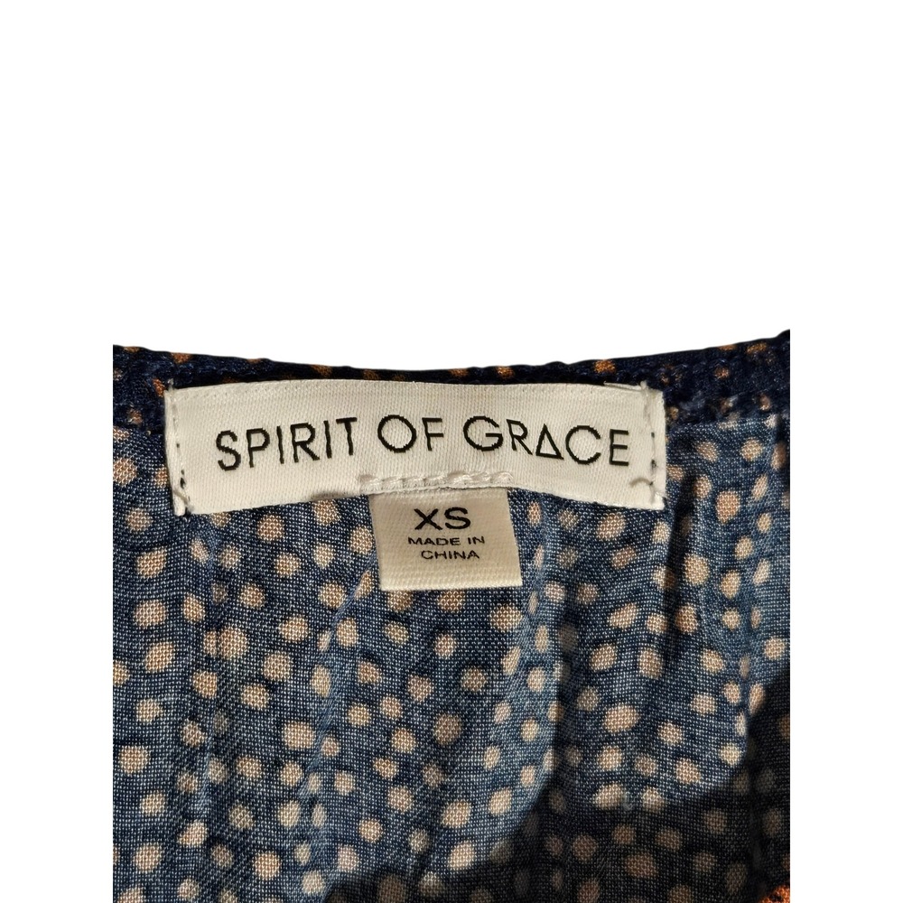 Spirit of Grace Women Mixed Print Tiered Maxi Dress Navy Rust PolkaDot Stripe XS - Picture 3 of 4